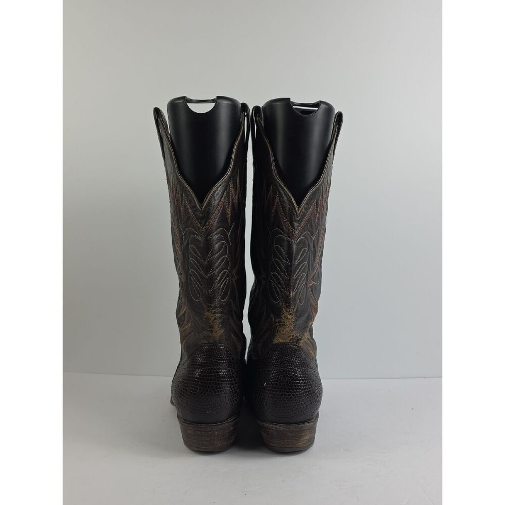 Vintage Sanders Boot Lizzard Brown‎ Leather Men's Cowboy Boots Size 10 1/2 - Picture 7 of 12